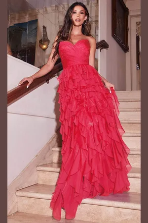 Ladivine CZ0027 - Ruffled A-Line Evening Dress