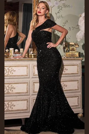 Ladivine CD980 - One Shoulder Sequin Evening Gown