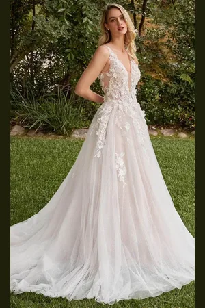 Cinderella Divine CDS436W - A-line Bridal Gown with 3D Embellishments