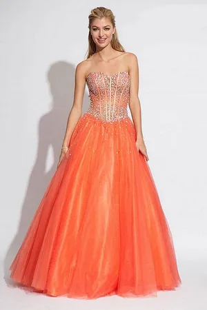 JOVANI Bedazzled Strapless Sweetheart Corset Style A Line Gown 1332