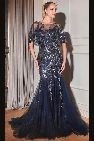 Ladivine CDS438 - Floral Mermaid Glitter Gown