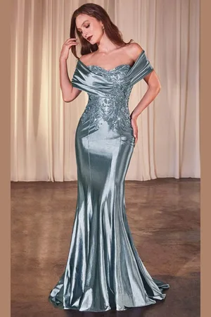 Ladivine CDS507 - Satin Shawl Evening Gown