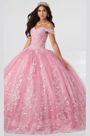 Fiesta Gowns 56462 - Embroidered Floral Off Shoulder Gown