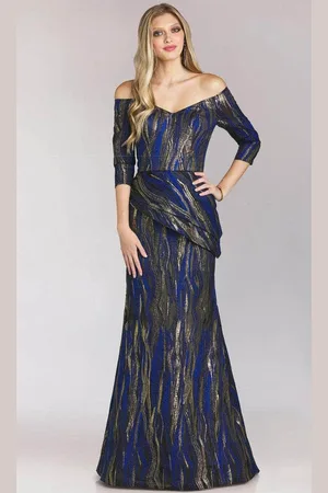 Feriani Couture 18212 - Off-Shoulder Quarter Trumpet Dress