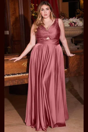 Ladivine Cinderella Divine 7497C - V-Neck Knot Detail Evening Dress