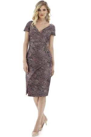 Feriani Couture 20103 Sleeves V-Neck Peplum Sheath Dress