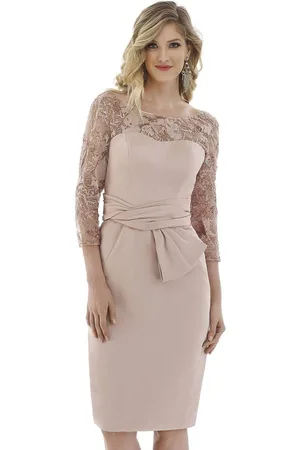 Feriani Couture 20108 Lace Quarter Length Sleeve Fitted Dress