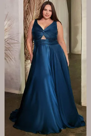 Ladivine Cinderella Divine 7497C - V-Neck Knot Detail Evening Dress