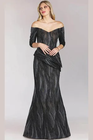 Feriani Couture 18212 - Off-Shoulder Quarter Trumpet Dress