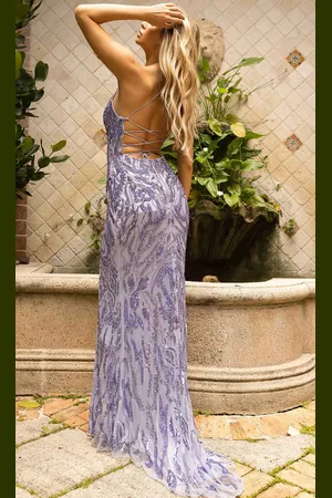 Primavera Couture 3936 - Lace-Up Back Sleeveless Prom Gown