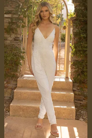 Primavera Couture 3973 - Open Strappy Back Beaded Jumpsuit