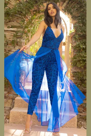 Primavera Couture 3973 - Open Strappy Back Beaded Jumpsuit