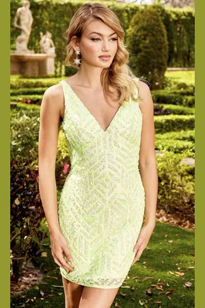 Primavera Couture 4053 - Geo Beaded Homecoming Dress