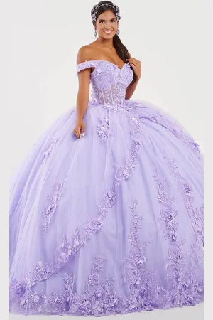 Fiesta Gowns 56496 - Embroidered Corset Off-Shoulder Ballgown