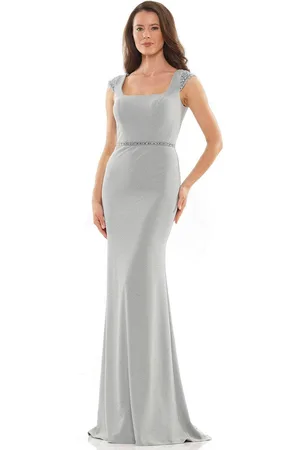 Rina Di Montella RD2762 - Cap Sleeve Square Neck Long Dress