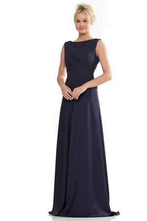 Rina Di Montella RD2973 - Lace Bodice Bateau Formal Gown