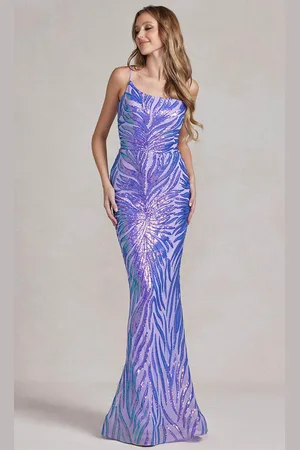 Nox Anabel R1204 - One Shoulder Sequin Evening Dress
