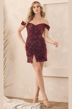 Nox Anabel R812 - Sequin Ruched Cocktail Dress