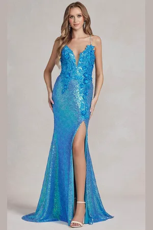 Nox Anabel R1207 - Applique Sequin Evening Dress