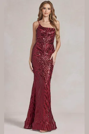 Nox Anabel R1204 - One Shoulder Sequin Evening Dress