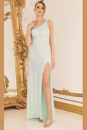 Nox Anabel D1158 - One-Sleeve Embroidered Dress