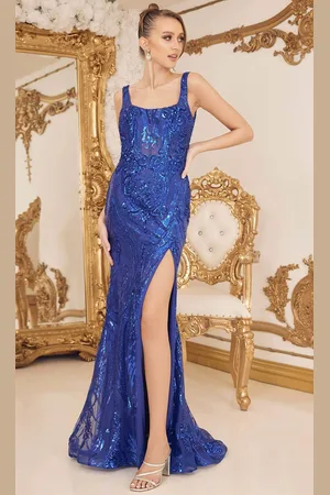 Nox Anabel C1103 - Scoop Neck Sequin Evening Gown