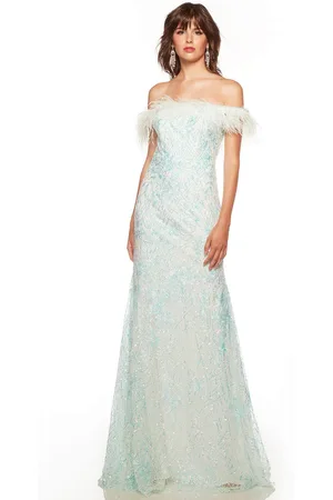 Alyce Paris 61406 - Off Shoulder Feathered Long Gown