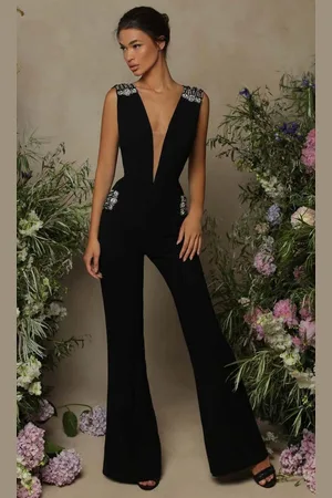 TARIK EDIZ 98085 Fierce And Bold Beaded Jumpsuit