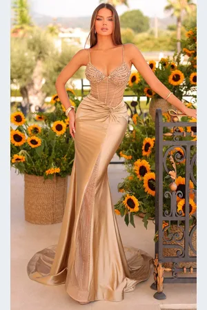 Clarisse 811311 - Cutout Back Knotted Detail Prom Gown