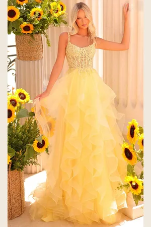 Clarisse 811191 - Embroidered Corset Scoop Neck Prom Gown