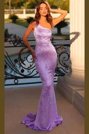 Clarisse 811136 - Floral Bead Asymmetrical Prom Dress