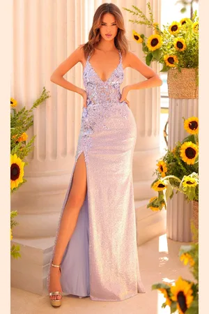 Clarisse 811250 - Floral V-Neck Prom Dress