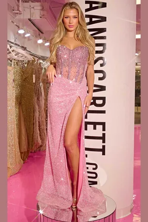 Portia and Scarlett PS24850C - Illusion Jeweled Evening Gown