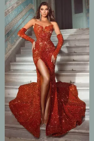 Portia and Scarlett PS23521 - Sequined Mermaid Prom Dress with Slit