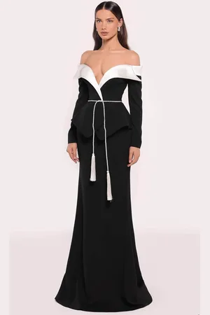 TARIK EDIZ 98841 - Two-Toned Off Shoulder Gown