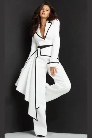 JOVANI 06917 - Collared V-Neck Formal Jumpsuit