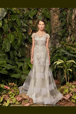 Alexander By Daymor 961 Cap Sleeve Sequin-Ornate Embroidered Gown