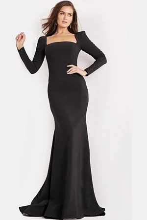 JOVANI 09587 - Long Sleeve Square Evening Dress