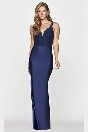 FAVIANA S10639 Lace V-Neck Bodice Gown