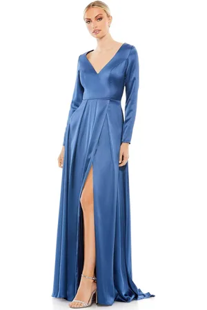 Ieena Duggal 26613 Long Sleeves Pleated Gown