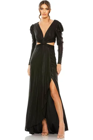 Mac Duggal 27060 - Metallic Cutout V-neck Evening Gown