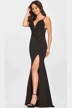 FAVIANA S10834 - Beaded V-Neck Evening Dress