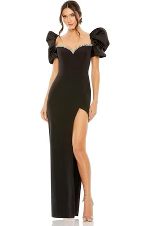 Ieena Duggal 20687 - Puff Sleeve Column Evening Gown