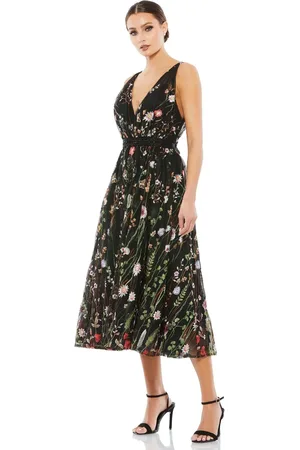 Mac Duggal Cocktail - 26557D V-Neck Tea-Length Dress