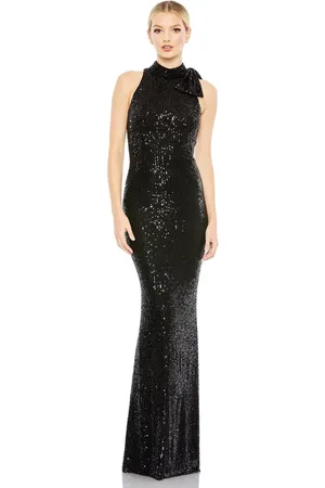 Ieena Duggal 11280 Sequin Bow Accent Halter Gown