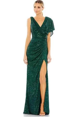 Ieena Duggal 26988 - V-Neck Cowl Back Gown