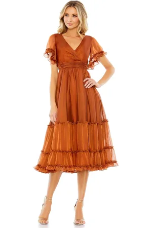 Mac Duggal 68018 - Midi A-line Casual Ruched Dress