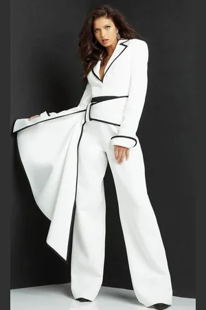 JOVANI 06917 - Collared V-Neck Formal Jumpsuit