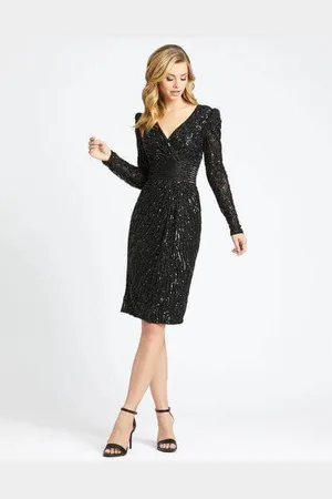 Mac Duggal Evening - 4632D Sequined Surplice Dress