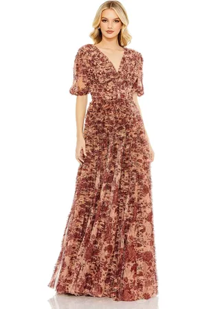Mac Duggal A8013 - Floral Print Ruffled Evening Gown